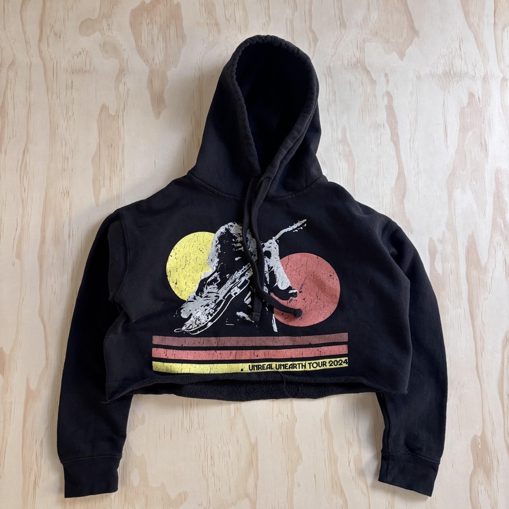 Hozier Hoodie Womens Small Black Unreal Unearth Tour 2024 Cropped Fleece Graphic